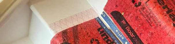 Official Stair Rods UK image showing Geordie Roll contact tape used during carpet-runner fitting.