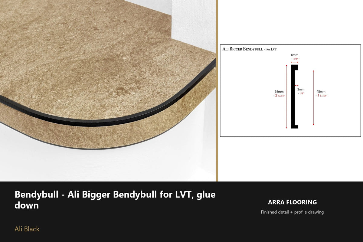 Ali Bigger BendyBull for LVT — Ali Black finish — profile and section detail