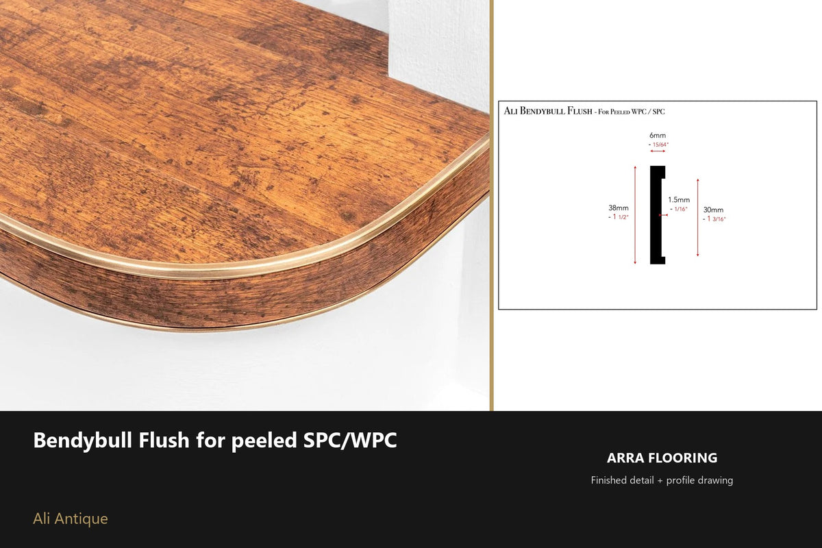 Ali BendyBull Flush for SPC/WPC — Ali Antique finish — profile and section detail
