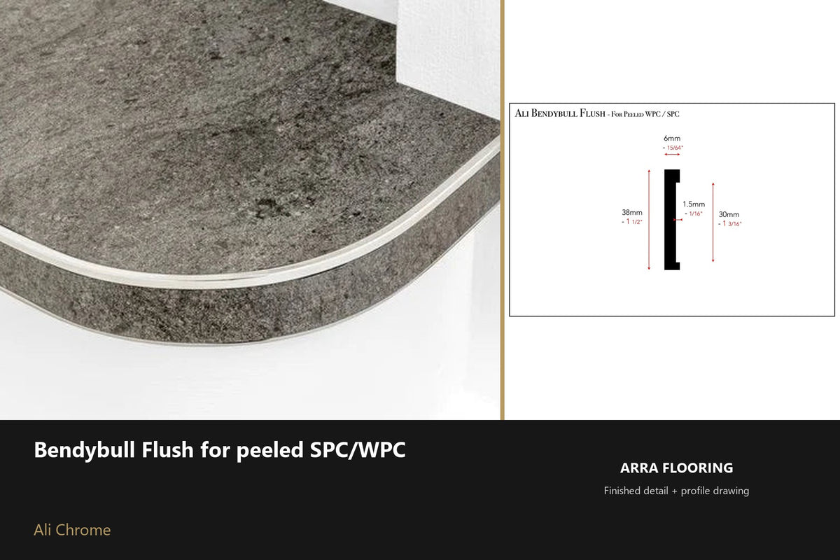 Ali BendyBull Flush for SPC/WPC — Ali Chrome finish — profile and section detail