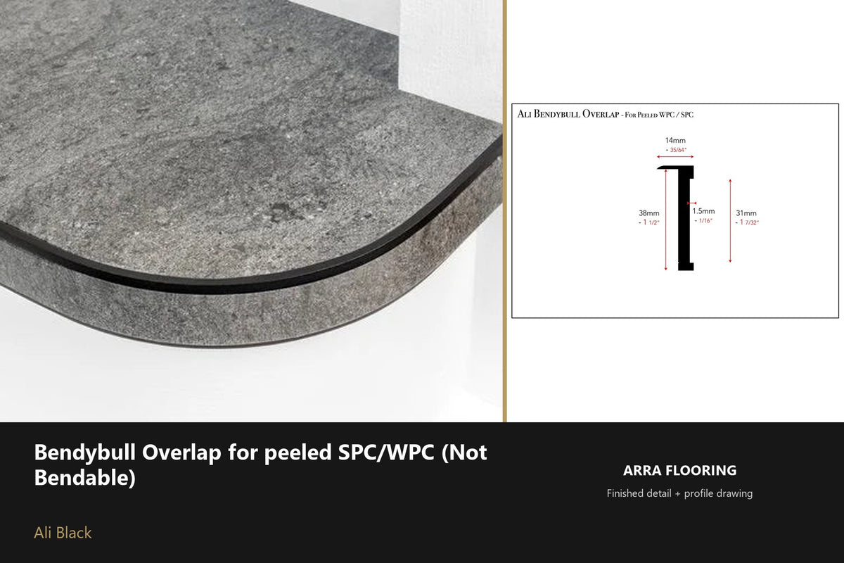Ali BendyBull Overlap for SPC/WPC — Ali Black finish — profile and section detail