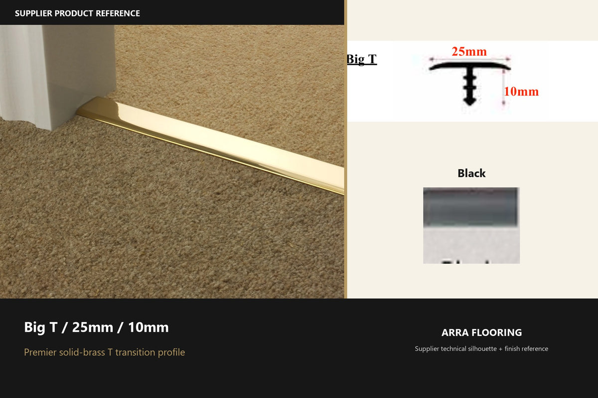 Premier Big T / 25mm / 10mm — Black — profile and finish reference