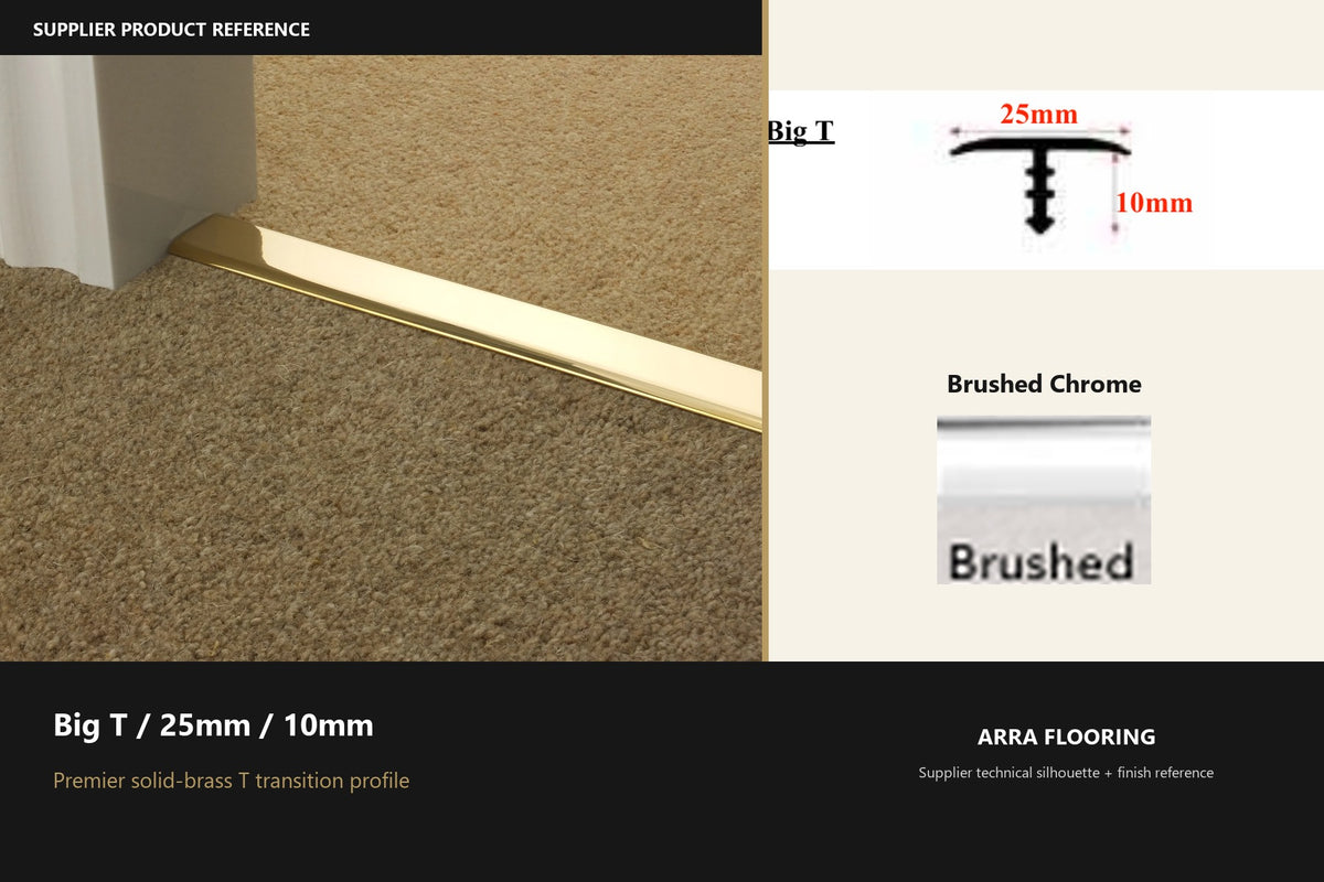 Premier Big T / 25mm / 10mm — Brushed Chrome — profile and finish reference