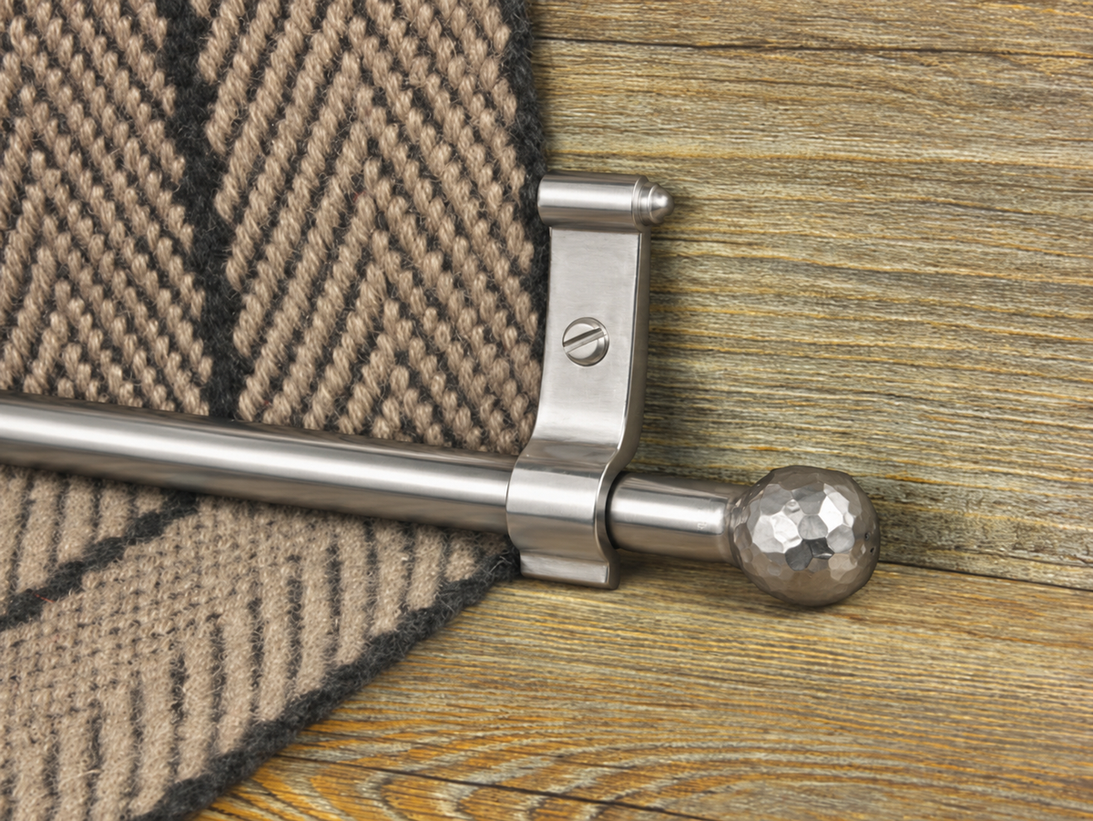 Blacksmith Hand-Forged Stair Rods — Stainless Steel — Ball finial — finish and finial reference