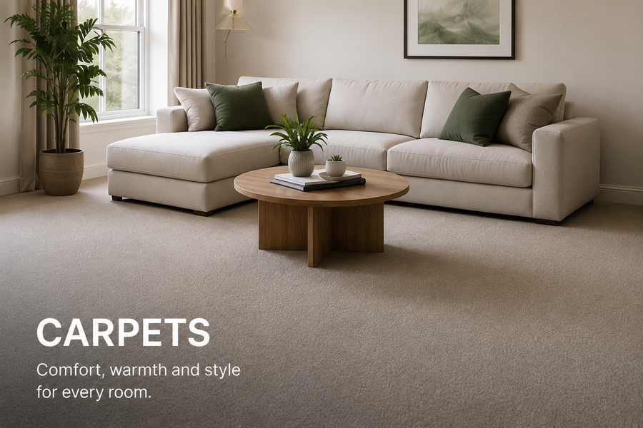 Carpet flooring in a warm living room