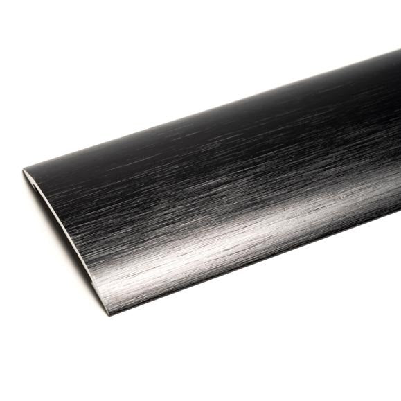 Brushed black Max Reflections 38mm coverstrip for luxury flooring transitions, part of the modern stick-down 252 range.