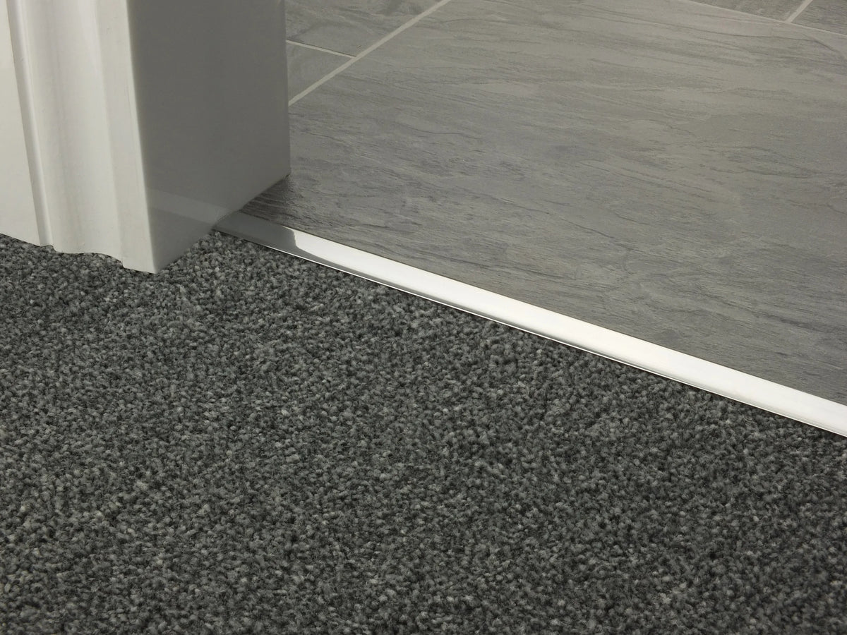 Premier Square Carpet Edge — Brushed Chrome