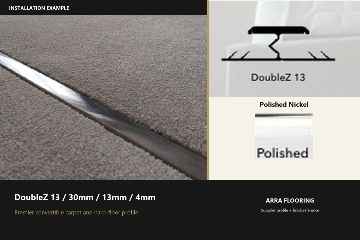 Premier DoubleZ 13 / 30mm / 13mm / 4mm — Polished Nickel — profile and finish reference