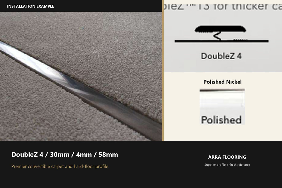 Premier DoubleZ 4 / 30mm / 4mm / 58mm — Polished Nickel — profile and finish reference