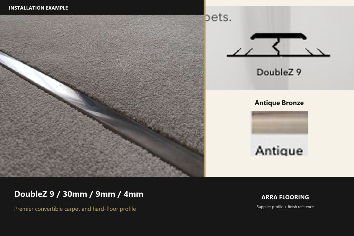Premier DoubleZ 9 / 30mm / 9mm / 4mm — Antique Bronze — profile and finish reference