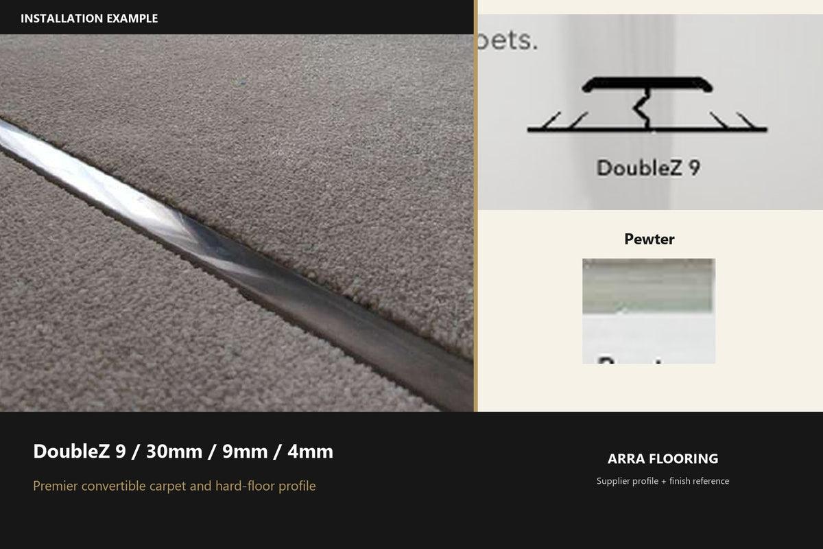 Premier DoubleZ 9 / 30mm / 9mm / 4mm — Pewter — profile and finish reference