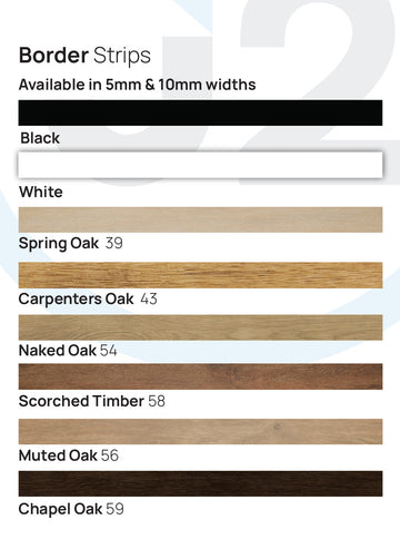 J2 Flooring border strip colour and wood-effect options