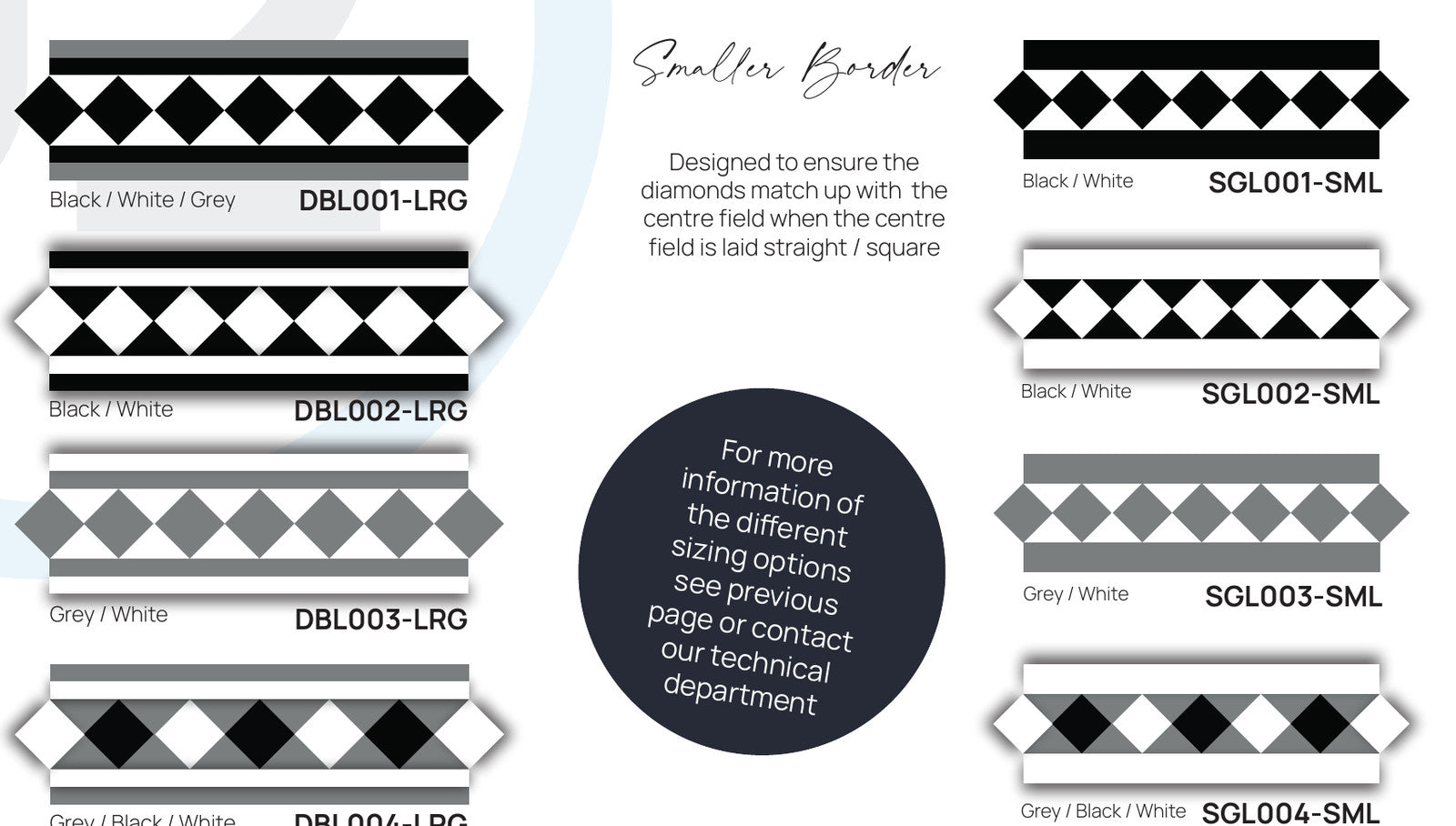 J2 Flooring large and small diamond border design options