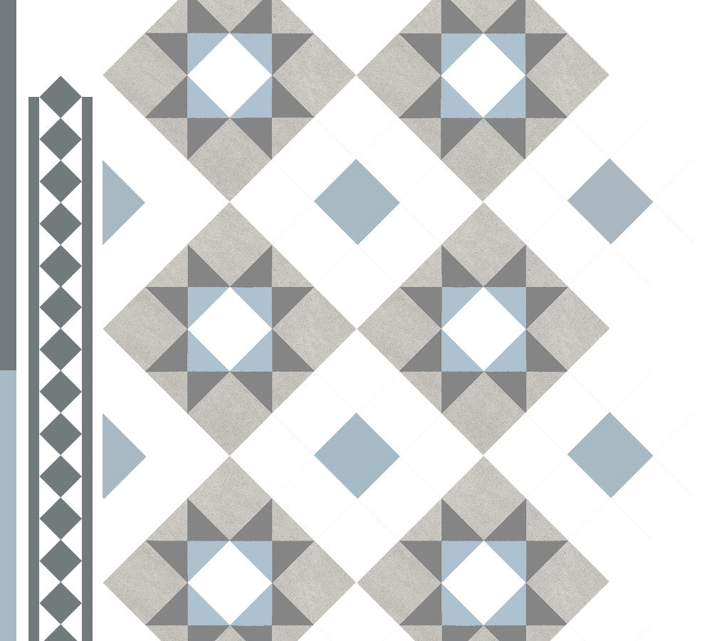 J2 Flooring Victorian back fill tiles shown around a bordered design