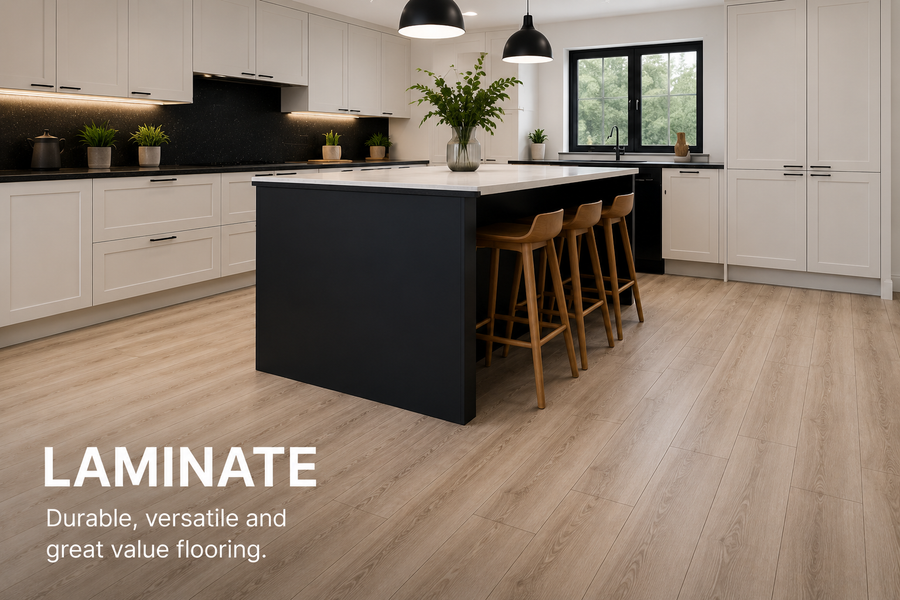 Laminate flooring in a bright home interior
