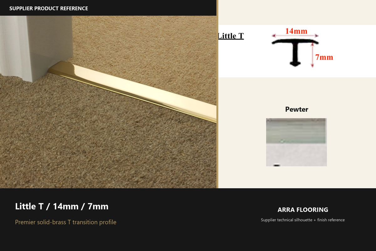 Premier Little T / 14mm / 7mm — Pewter — profile and finish reference