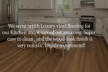 Modern kitchen with realistic wood-look luxury vinyl flooring