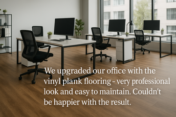 Modern professional office with vinyl plank flooring showing upgraded professional look