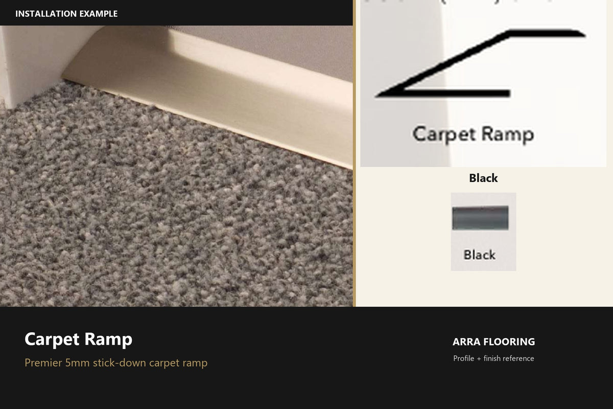 Premier Carpet Ramp — Black — profile and finish reference