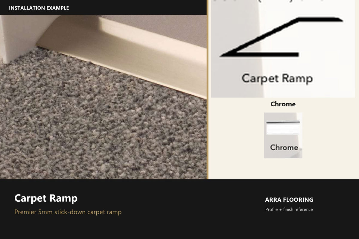 Premier Carpet Ramp — Chrome — profile and finish reference