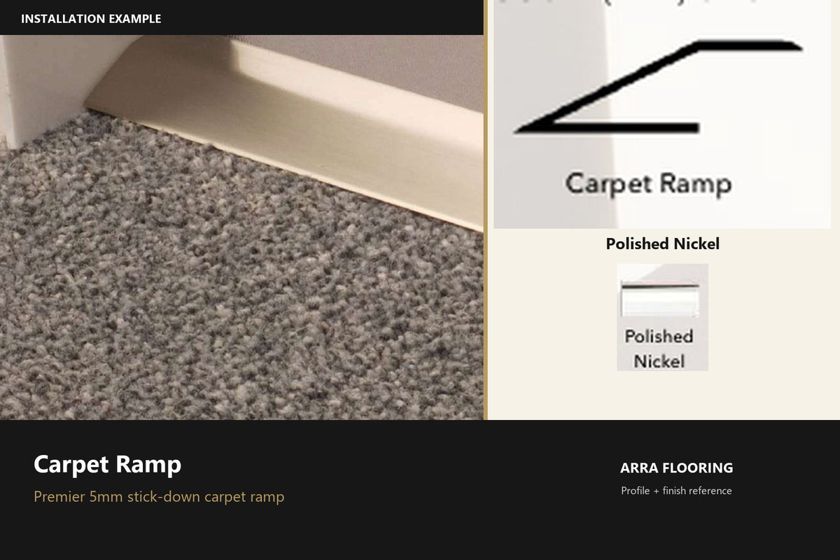 Premier Carpet Ramp — Polished Nickel — profile and finish reference
