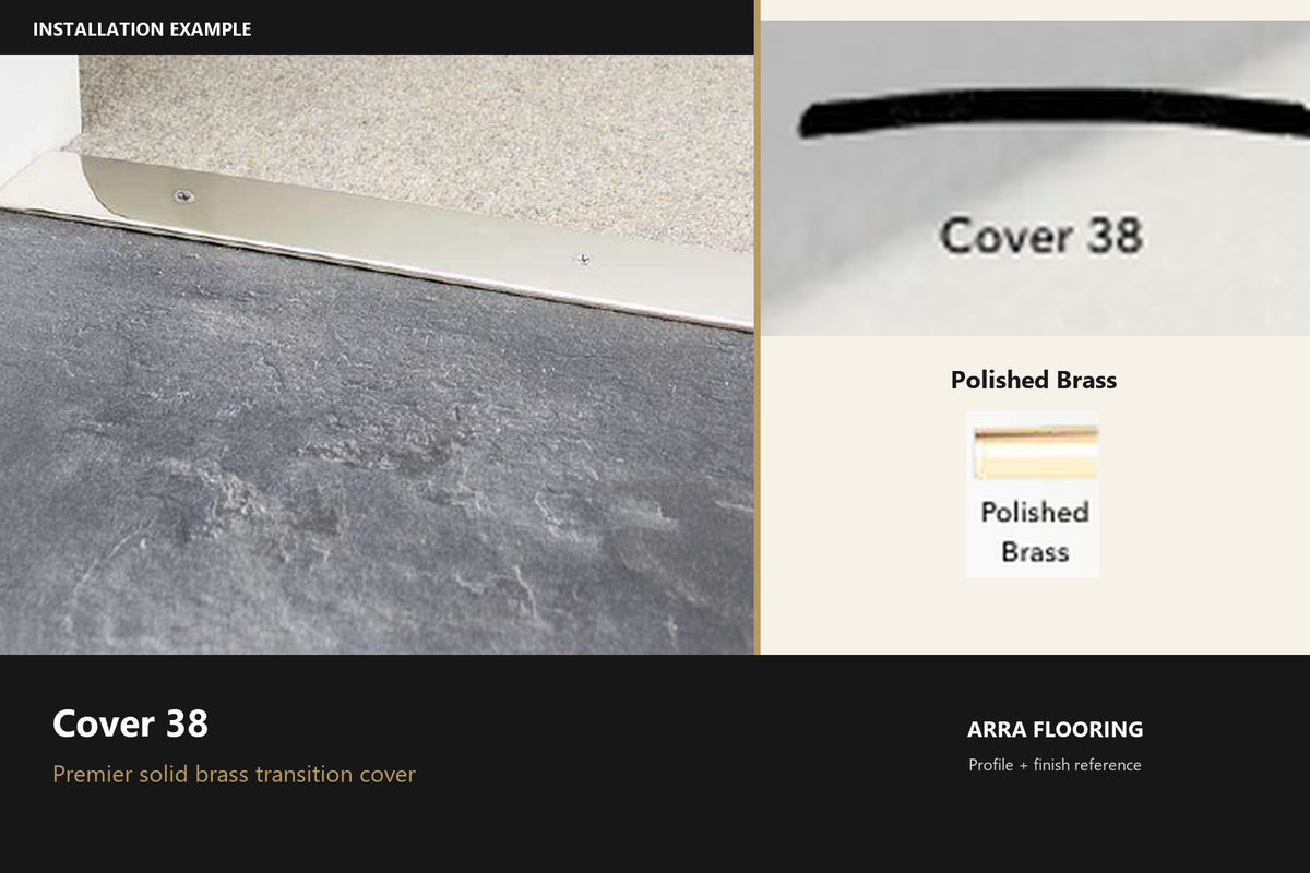 Premier Cover 38 — Polished Brass — profile and finish reference