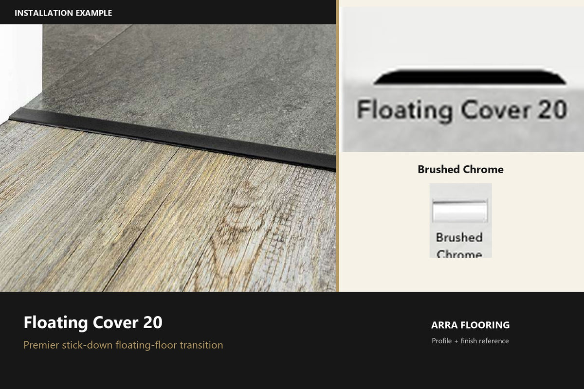 Premier Floating Cover 20 — Brushed Chrome — profile and finish reference