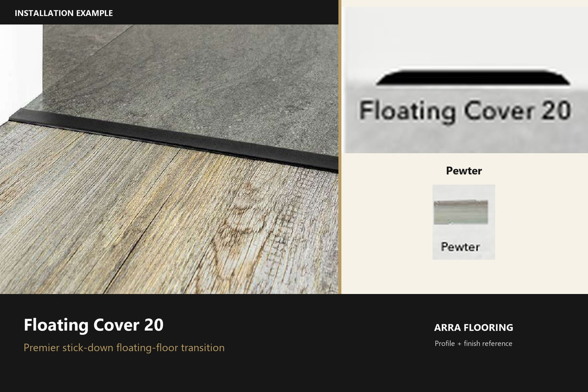 Premier Floating Cover 20 — Pewter — profile and finish reference
