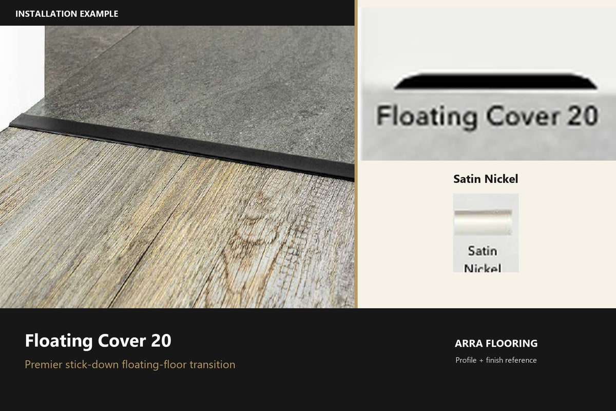 Premier Floating Cover 20 — Satin Nickel — profile and finish reference