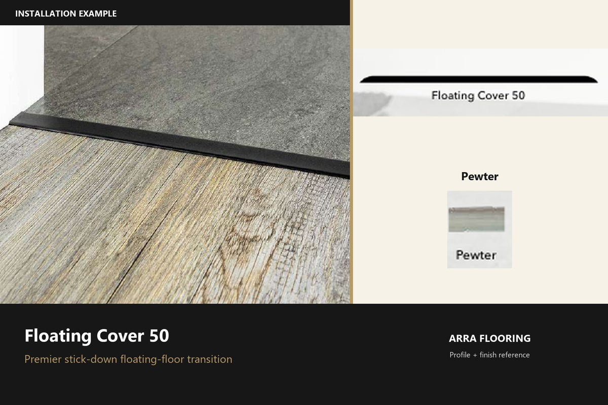 Premier Floating Cover 50 — Pewter — profile and finish reference