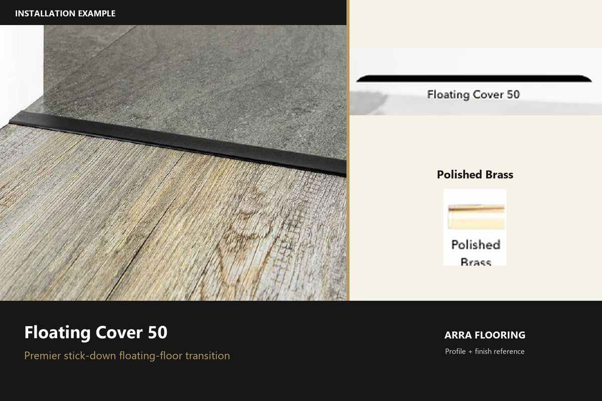 Premier Floating Cover 50 — Polished Brass — profile and finish reference