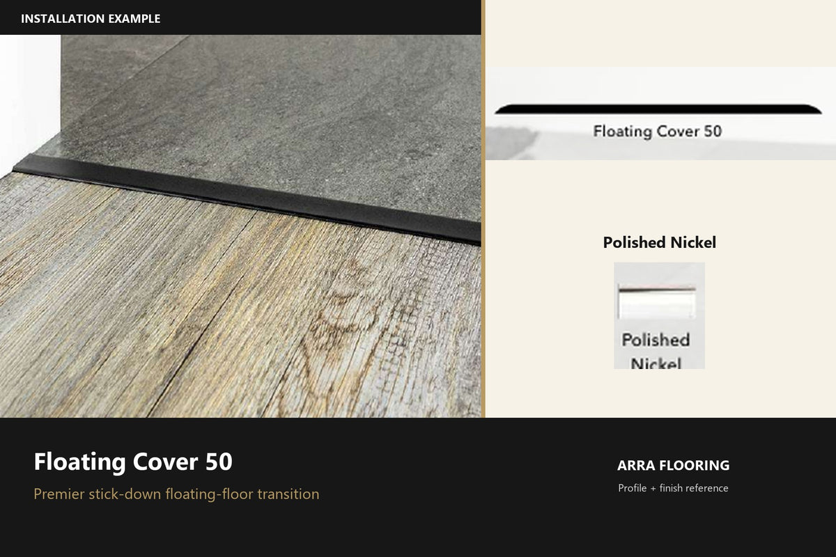 Premier Floating Cover 50 — Polished Nickel — profile and finish reference