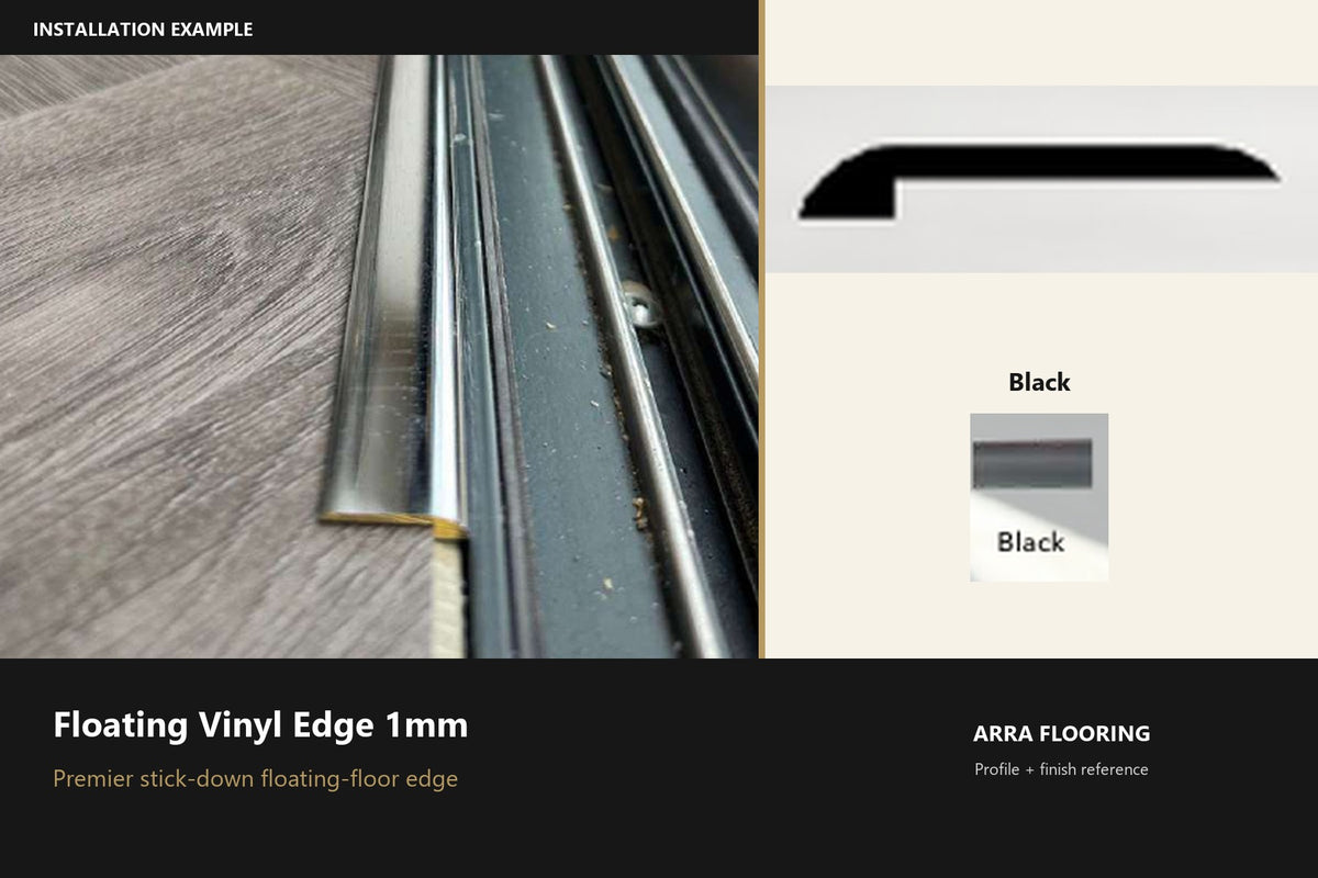Premier Floating Vinyl Edge 1mm — Black — profile and finish reference