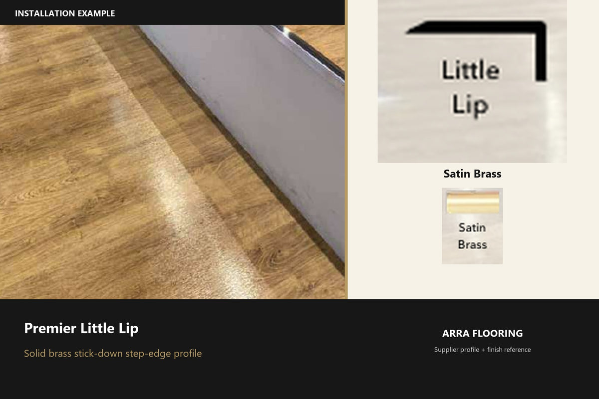 Premier Little Lip — Satin Brass — profile and finish reference