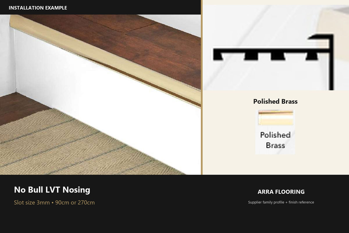 Premier No Bull 3mm — Polished Brass — supplier family profile and finish reference; slot size selected separately