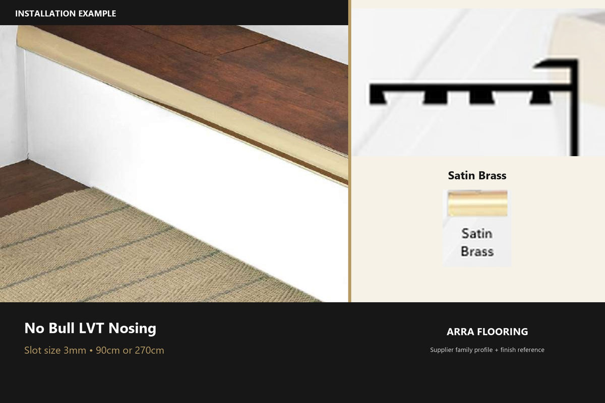 Premier No Bull 3mm — Satin Brass — supplier family profile and finish reference; slot size selected separately