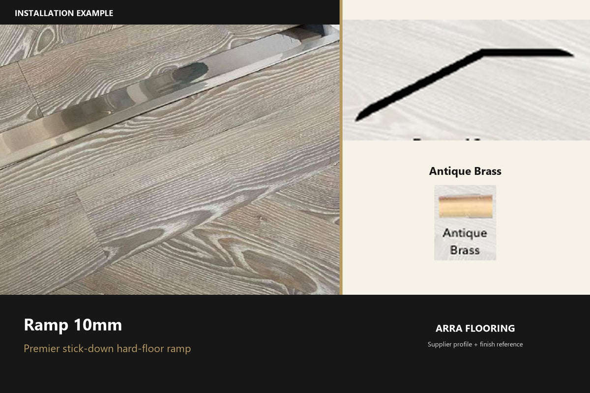 Premier Ramp 10mm — Antique Brass — profile and finish reference