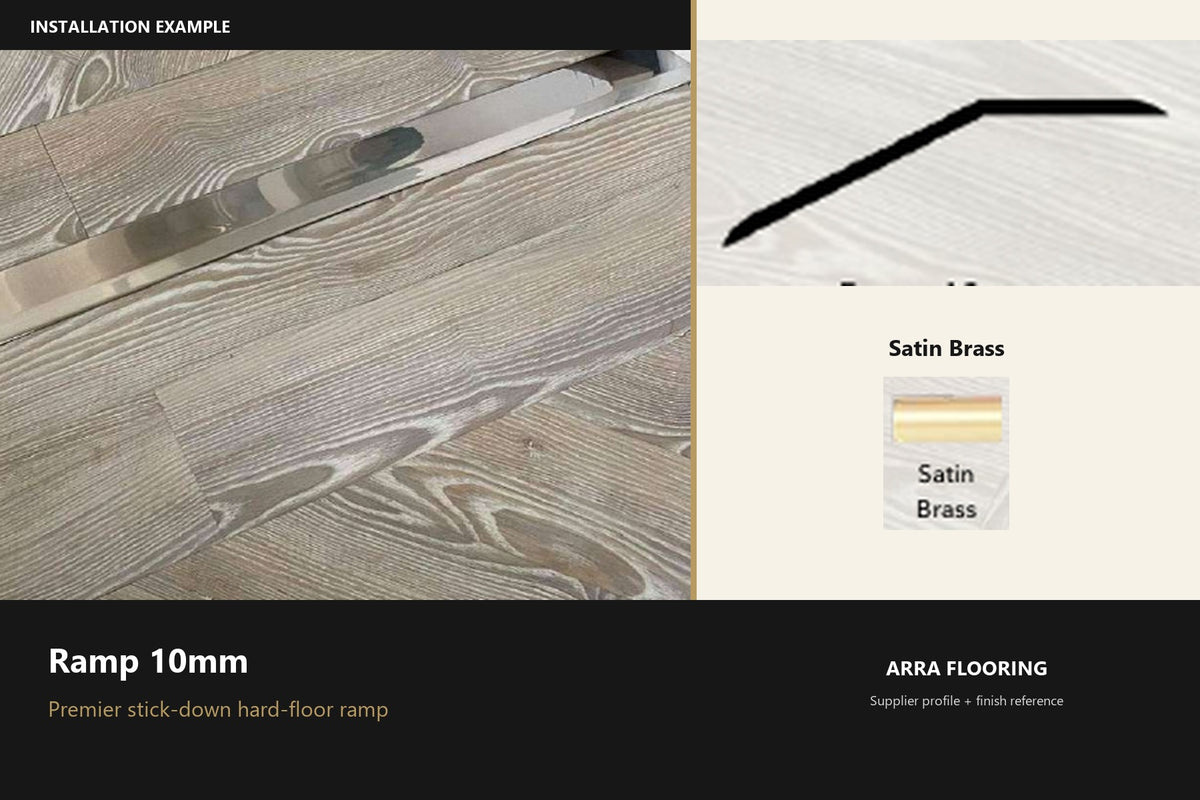 Premier Ramp 10mm — Satin Brass — profile and finish reference