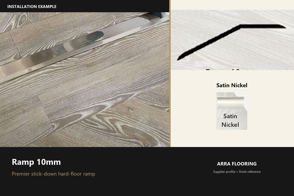 Premier Ramp 10mm — Satin Nickel — profile and finish reference