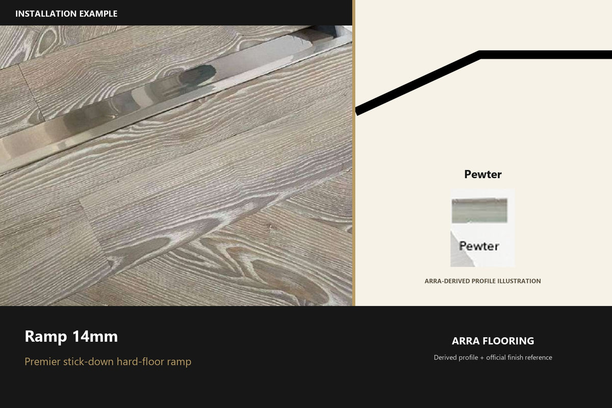 Premier Ramp 14mm — Pewter — Arra-derived profile illustration and official finish reference
