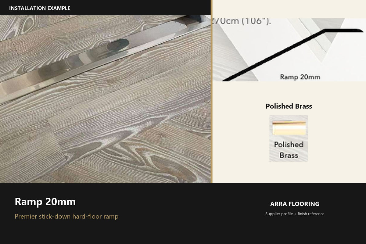 Premier Ramp 20mm — Polished Brass — profile and finish reference