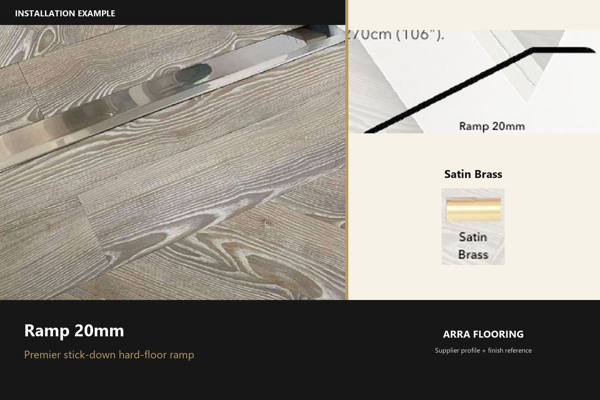 Premier Ramp 20mm — Satin Brass — profile and finish reference