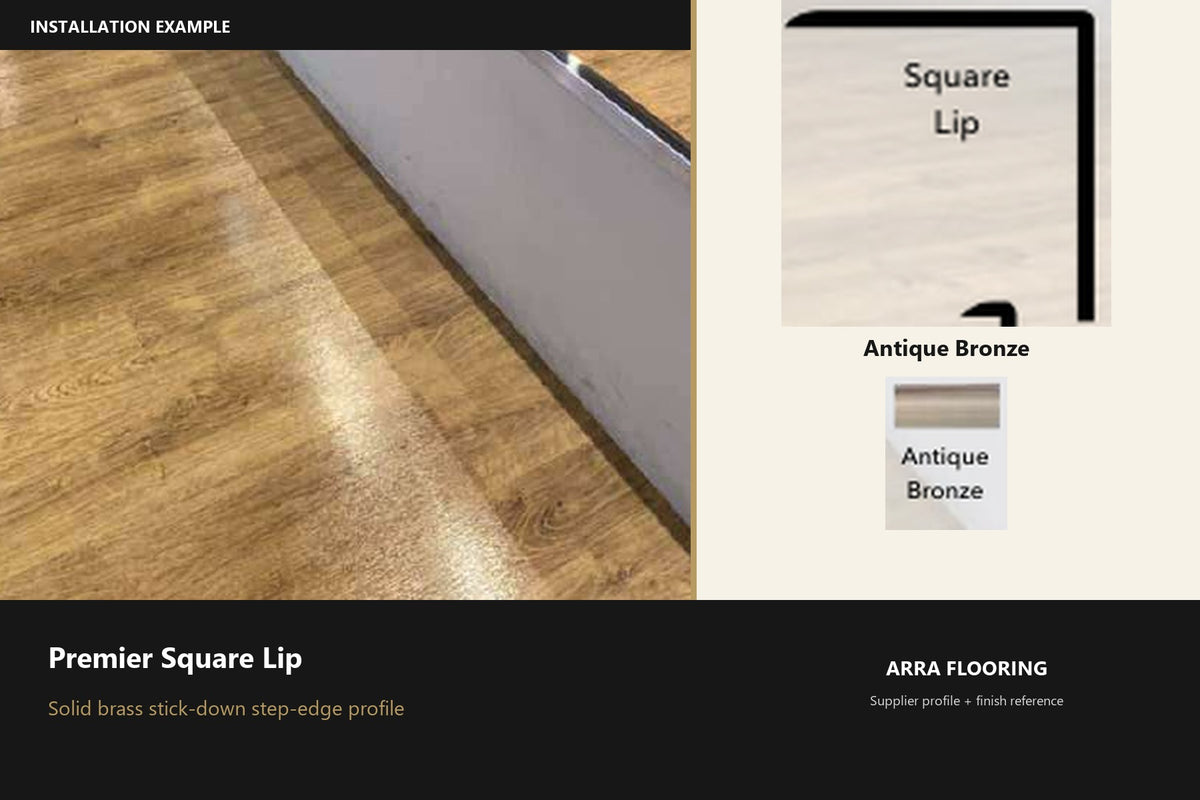 Premier Square Lip — Antique Bronze — profile and finish reference