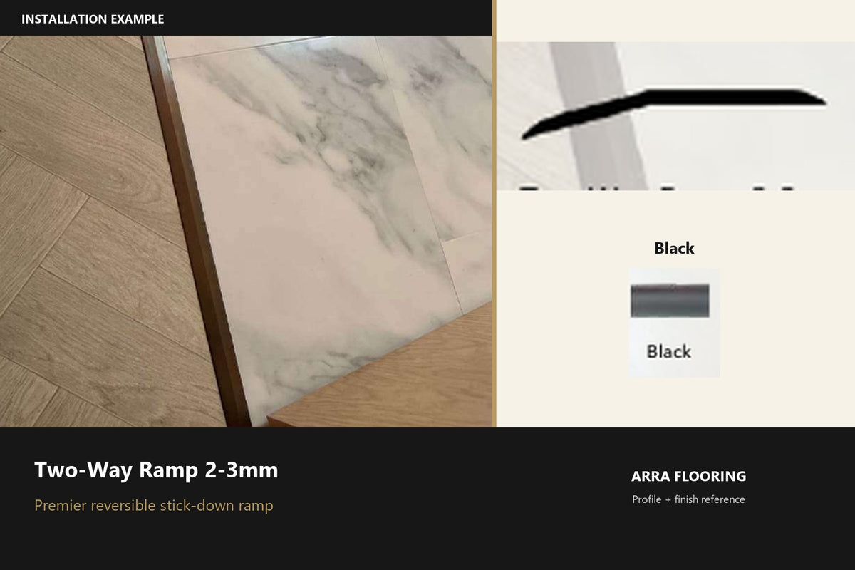 Premier Two-Way Ramp 2-3mm — Black — profile and finish reference