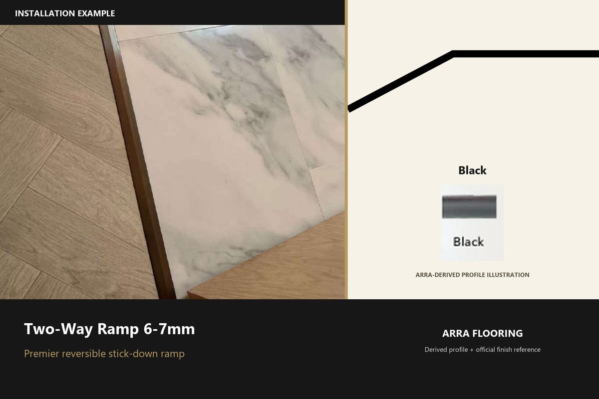 Premier Two-Way Ramp 6-7mm — Black — Arra-derived profile illustration and official finish reference
