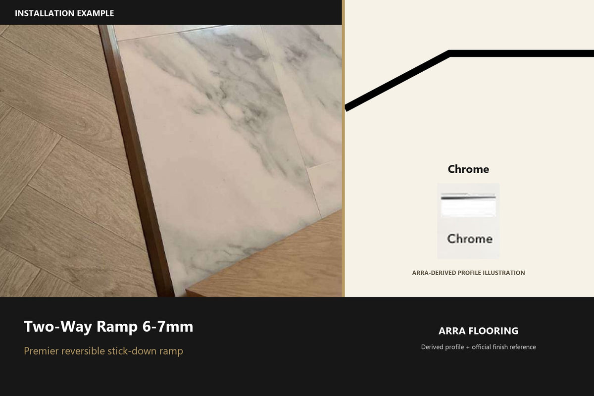 Premier Two-Way Ramp 6-7mm — Chrome — Arra-derived profile illustration and official finish reference