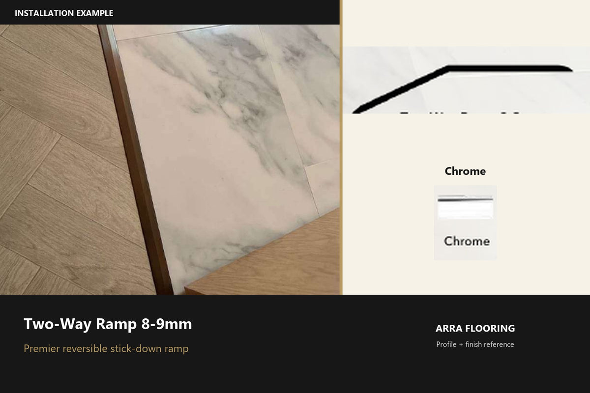 Premier Two-Way Ramp 8-9mm — Chrome — profile and finish reference