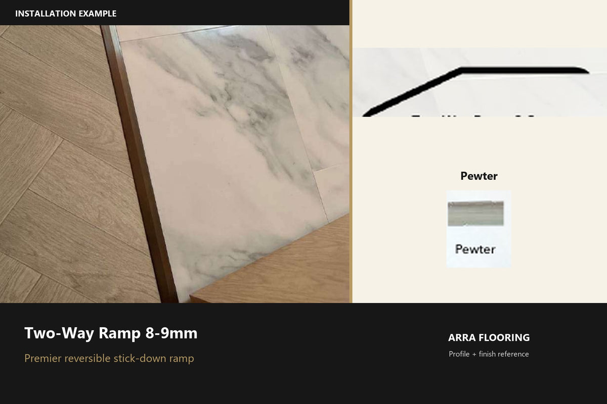 Premier Two-Way Ramp 8-9mm — Pewter — profile and finish reference