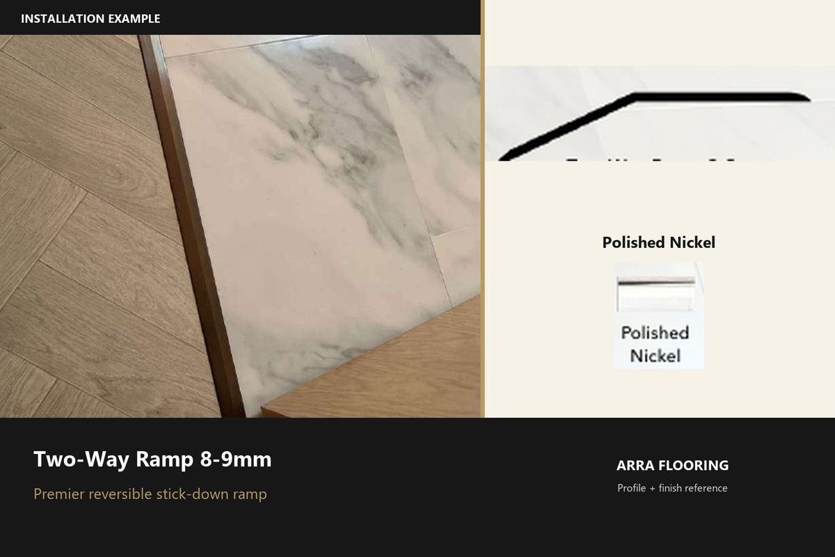 Premier Two-Way Ramp 8-9mm — Polished Nickel — profile and finish reference