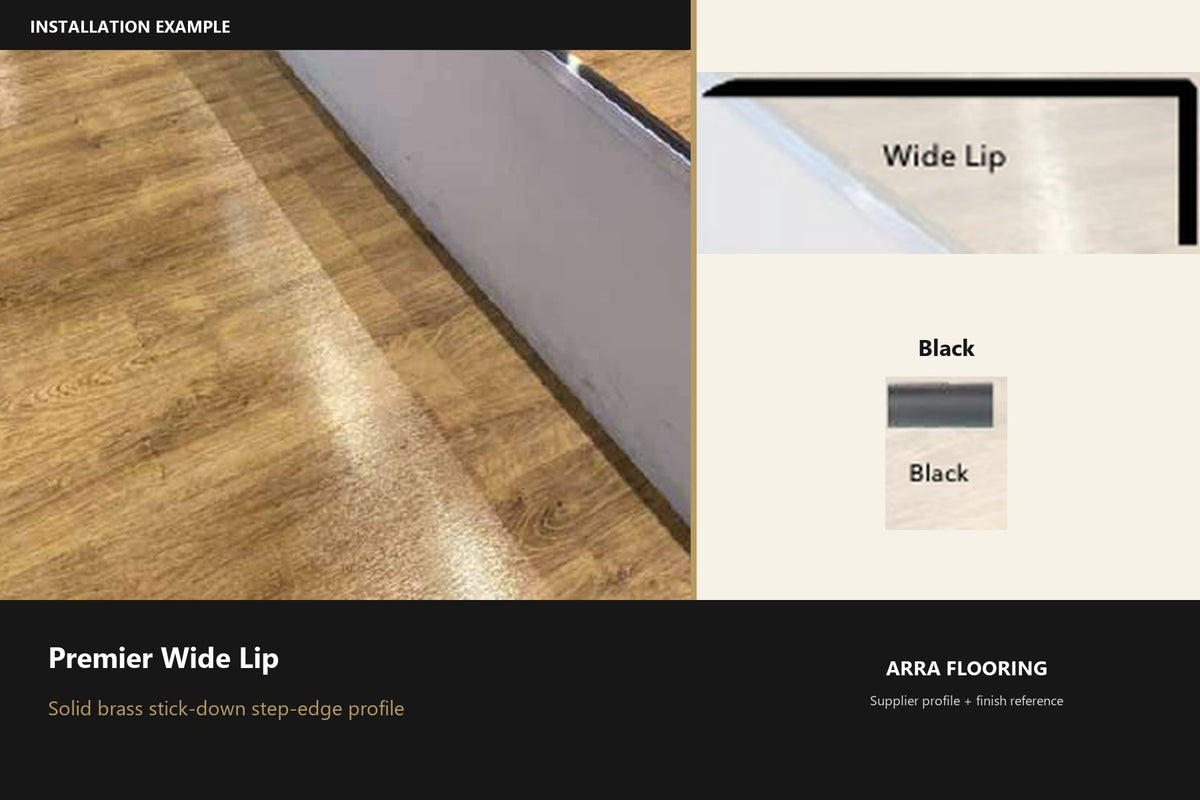 Premier Wide Lip — Black — profile and finish reference